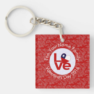 Chile Red LOVE Flag Personalized Keychain