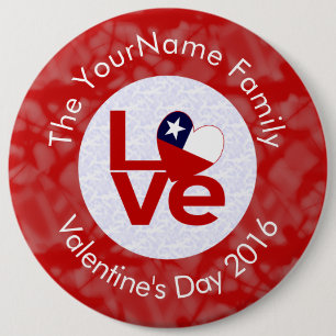 Chile Red LOVE Flag Personalized  Pinback Button