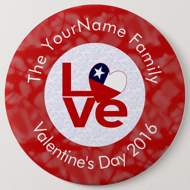 Chile Red LOVE Flag Personalized  Pinback Button (Front)