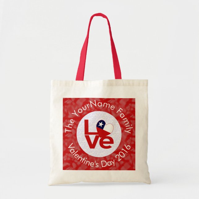 Chile Red LOVE Flag Personalized  Tote Bag (Front)