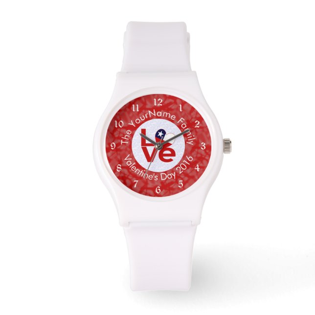Chile Red LOVE Flag Personalized  Watch (Front)