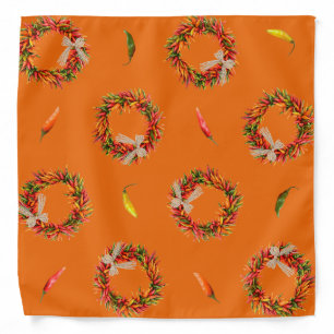 Chile Ristra Wreaths and Peppers All Over Pattern Bandana