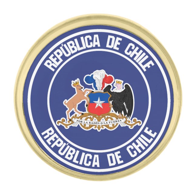 Chile Round Emblem Gold Finish Lapel Pin (Front)