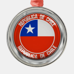 Chile Round Emblem Metal Ornament