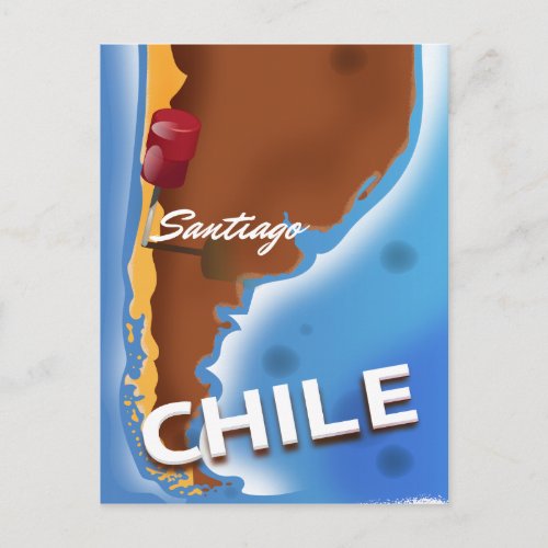 Chile santiago Vintage Travel poster Postcard