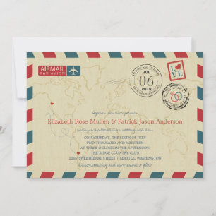 CHILE / SEATTLE WA USA Airmail Wedding Invitation