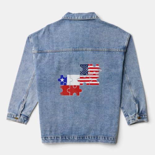 Chile Usa Love Roots Chilean American Flag  Denim Jacket