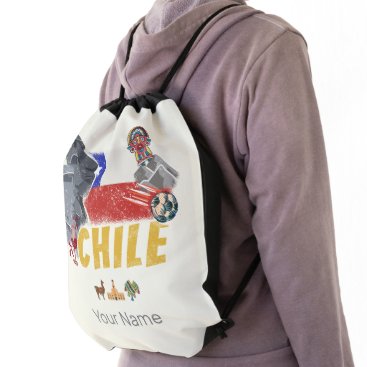 Chile Vintage Easter Island Flag and Alpaca Drawstring Bag Chile Vintage Easter Island Flag and Alpaca Drawstring Bag