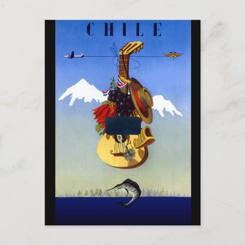 Chile Vintage Travel Poster Postcard