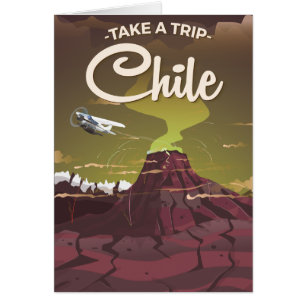 Chile Volcano vintage travel poster Cards
