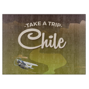 Chile Volcano vintage travel poster Cutting Board
