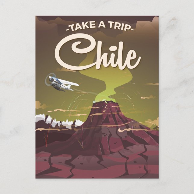 Chile Volcano vintage travel poster Postcard (Front)