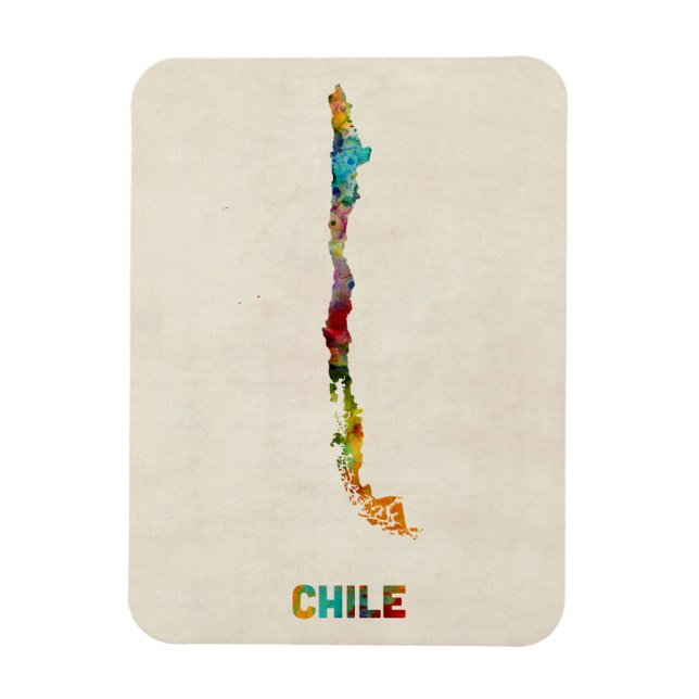 Chile Watercolor Map Magnet (Vertical)