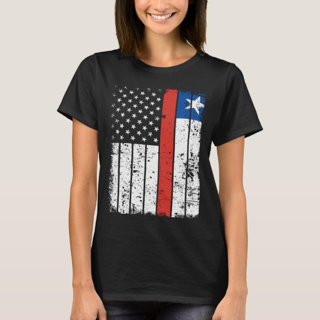 Chilean American Flag T-Shirt Pride Chile USA (Front)