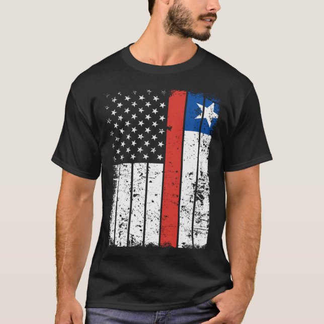 Chilean American Flag T-Shirt Pride Chile USA (Front)