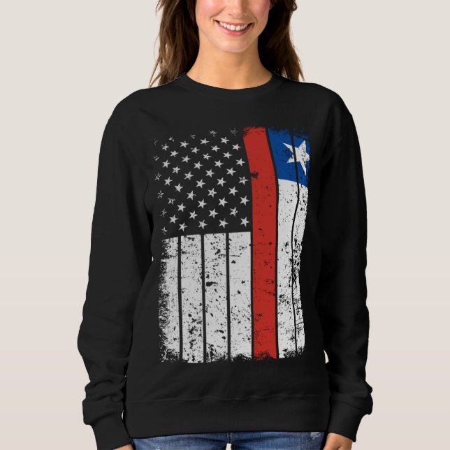 Chilean American Flag T-Shirt Pride Chile USA Sweatshirt (Front)