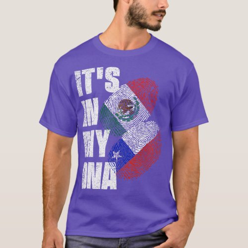 Chilean And Mexican DNA Flag Mix Heritage T_Shirt