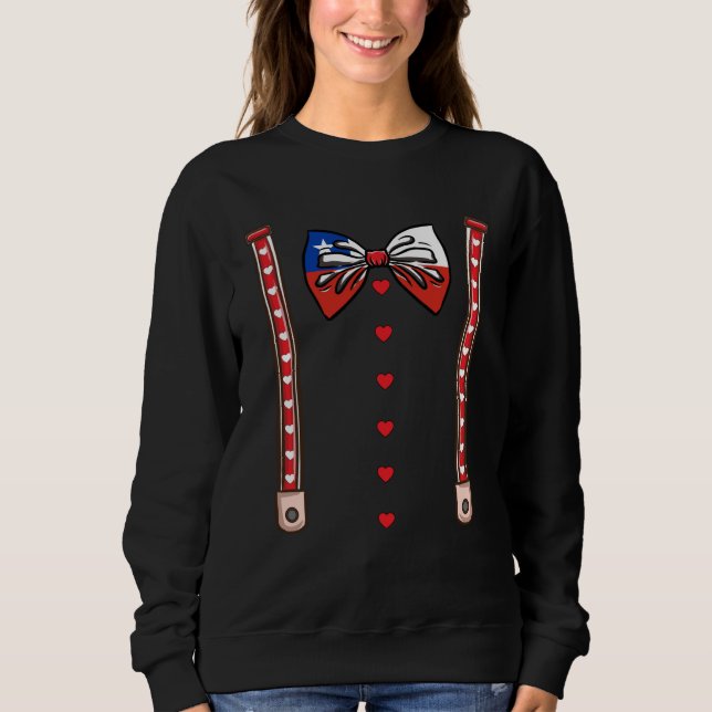 Chilean Bow Tie Suspenders Valentines Day Chilean Sweatshirt (Front)