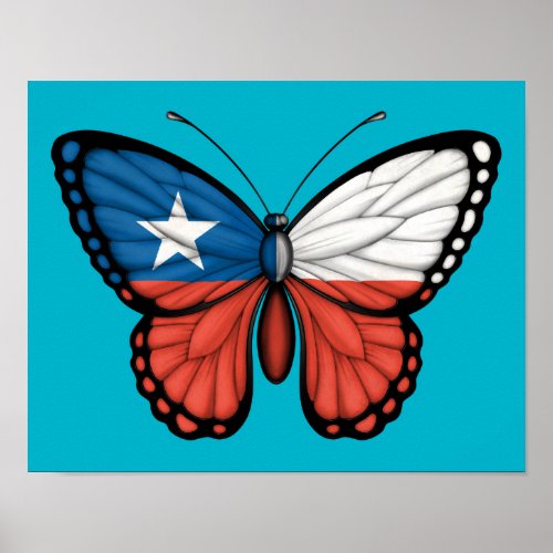 Chilean Butterfly Flag Poster