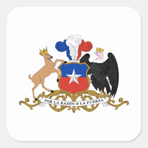 Chilean Coat of Arms Flag of Chile Square Sticker