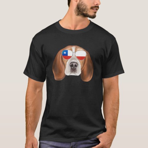 Chilean Flag Beagle Dog Chile Pocket T_Shirt