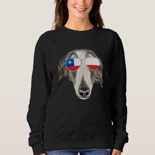 Chilean Flag Borzoi Dog Chile Pocket Sweatshirt (Front)