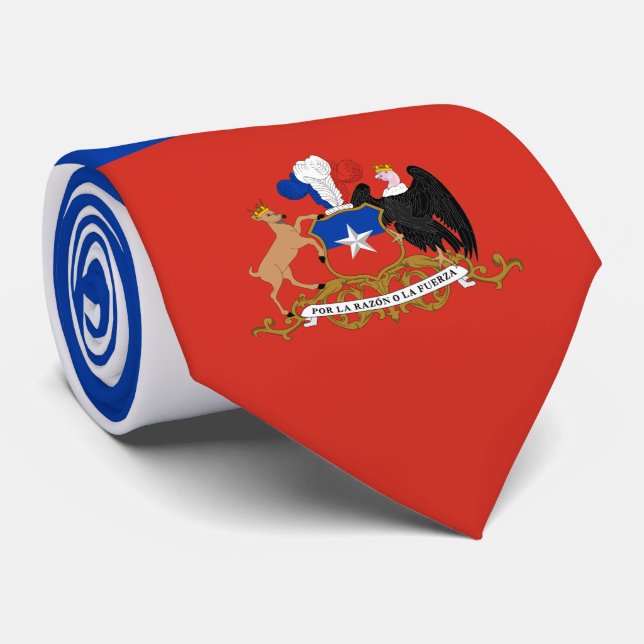 Chilean Flag & Coat of Arms, Flag of Chile Neck Tie (Rolled)