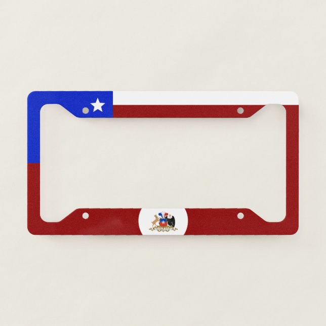Chilean flag-coat of arms license plate frame (Front)