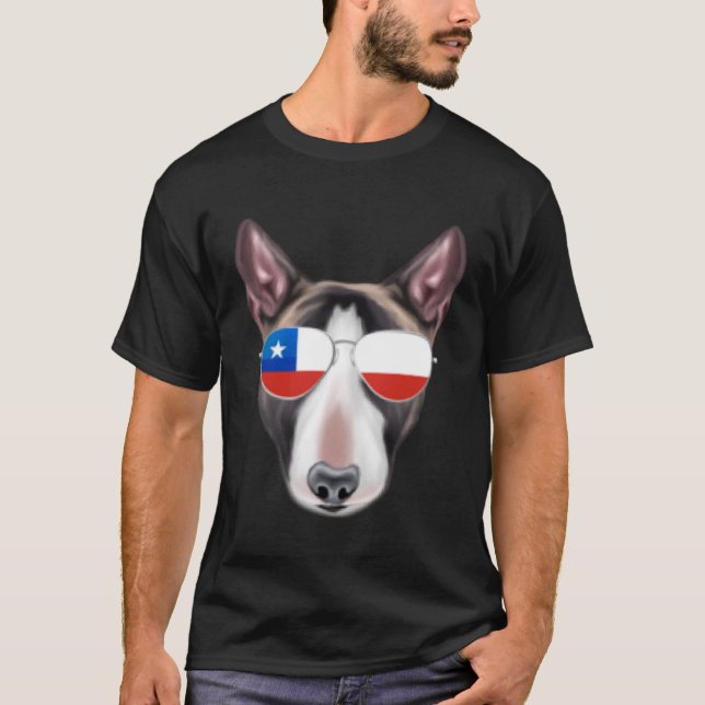 Chilean Flag Miniature Bull Terrier Dog Chile Pock T-Shirt (Front)