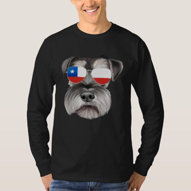 Chilean Flag Miniature Schnauzer Dog Chile Pocket T-Shirt (Front)