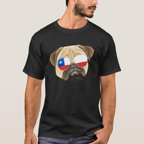 Chilean Flag Pug Dog Chile Pocket T_Shirt