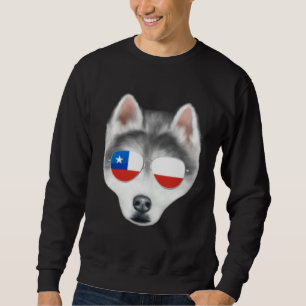 Chilean Flag Siberian Husky Dog Chile Pocket Sweatshirt