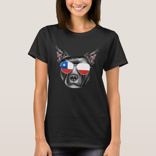 Chilean Flag Staffordshire Bull Terrier Dog Chile  T-Shirt (Front)