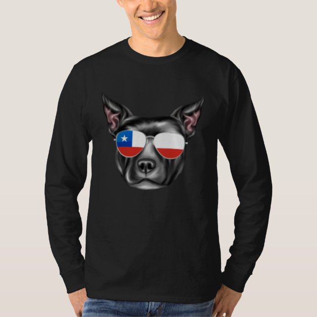 Chilean Flag Staffordshire Bull Terrier Dog Chile  T-Shirt (Front)