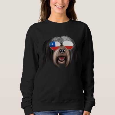 Chilean Flag Tibetan Terrier Dog Chile Pocket Sweatshirt