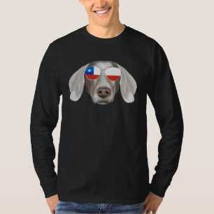 Chilean Flag Weimaraner Dog Chile Pocket T-Shirt