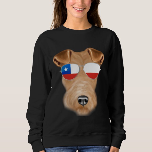 Chilean Flag Wire Fox Terrier Dog Chile Pocket Sweatshirt (Front)