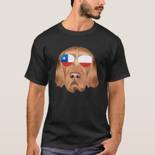 Chilean Flag Wirehaired Vizsla Dog Chile Pocket T-Shirt