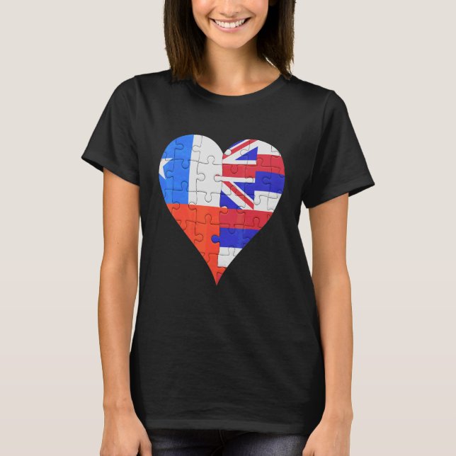 Chilean Hawaiian Flag Heart T-Shirt (Front)