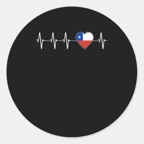 Chilean Heartbeat I Love Chile Flag Heart Country Classic Round Sticker