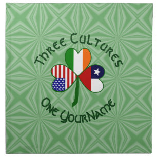 Chilean Irish American Flags Shamrock Personalized Cloth Napkin
