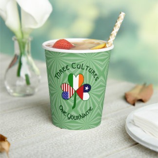 Chilean Irish American Shamrock Personalized Text Paper Cups