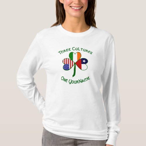 Chilean Irish USA Flags Shamrock Personalized  T_Shirt