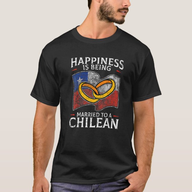 Chilean Marriage Chile Married Flag Wedded Culture T-Shirt (Front)