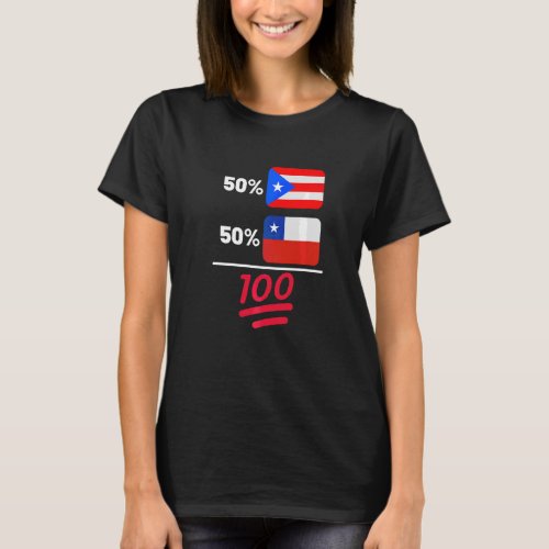 Chilean Plus Puerto Rican Flag Heritage T_Shirt