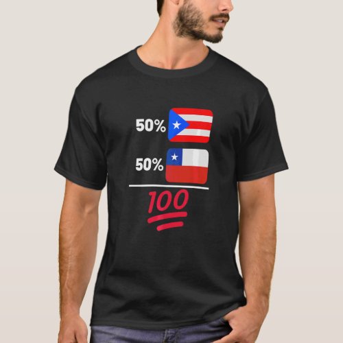 Chilean Plus Puerto Rican Flag Heritage T_Shirt