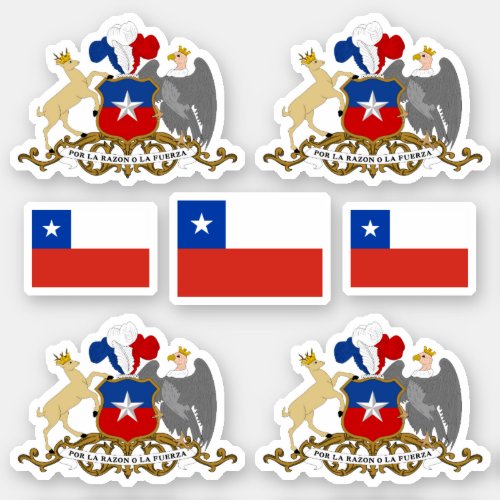 Chilean state symbols  coat of arms and flag sticker