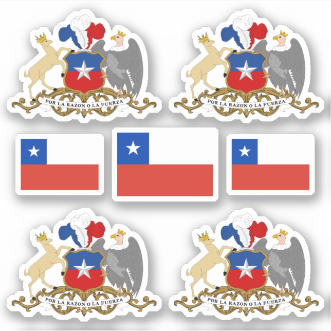 Chilean state symbols / coat of arms and flag sticker (Front)