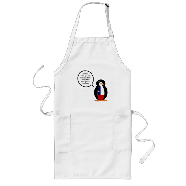 Chilean Talking Ms. Penguin Personalized Long Apron (Front)