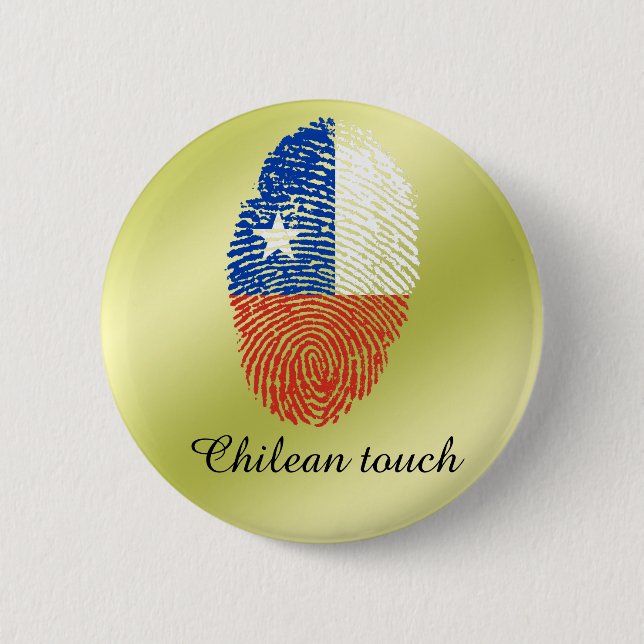 Chilean touch fingerprint flag pinback button (Front)